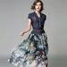 2025 New Summer Cross-Border European And American Women's Fashionable Denim Sleeveless Patchwork Printed Midi Dress_ecoleips.com