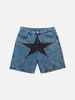 Women's Clothing Street Fashion Loose And Contrasting Five Pointed Star Patch Denim Pants_ecoleips.com