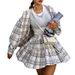 A Chic Autumn-Winter Two-Piece Set: A Long-Sleeved Plaid Shirt Paired With A High-Waisted Skirt, Perfect For Casual Wear_ecoleips.com