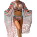 Three Piece Swimsuit Set High Waist Cross Strap Bikini Print Sheer Cap Sexy Vacation Style Polyester Swimwear For Women_ecoleips.com