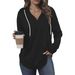 Women's Clothing Solid Color Drawstring Hooded Top Loose Fit Irregular Style Long Sleeve Polyester Hoodie For Spring And Autumn_ecoleips.com