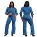 Women's Clothing Loose Elastic Washed Long Sleeve Workwear Denim Jumpsuit_ecoleips.com
