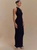 Blifanbo Halter Backless Sexy Maxi Dress Women Gown Fashion Patchwork Off-shoulder Sleeveless Bodycon Club Party Long Dress_ecoleips.com
