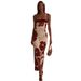 Elegant Floral Print Bodycon Skirt French Red Patchwork Suspender Dress Style Summer Fashion For Women_ecoleips.com