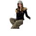 Black Slim-fitting Fur Collar Thick Coat Women's Short Autumn And Winter Plush Thickened Waist Top American Front Shoulder Hooded Sweater_ecoleips.com