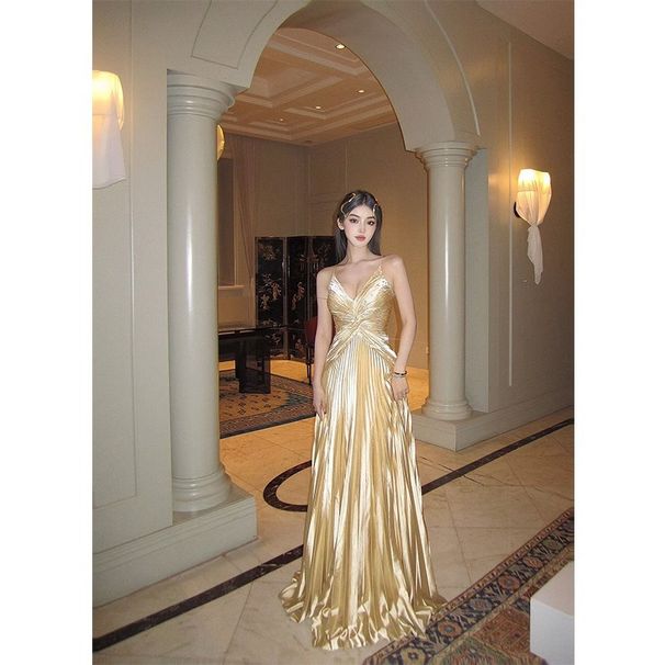 Women's Clothing Yellow Suspender Mini Dress With Slim Waist And Slimming Celebrity Vacation At The Seaside Sexy Backless Dress_ecoleips.com