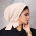 Women's Clothing Solid Color Threaded Four Strips Long Tail Headband Cap Chemotherapy Hat Women's Two Strips Long Tail Hat_ecoleips.com
