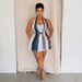 Aria Basics Aria Basics 2024 New European And American Export Fashion Sexy Design Backless V-Neck Striped Tie Patchwork Unique Women's Tank Top_ecoleips.com