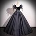 Women's Clothing Evening Dress Black Heavy New Puff Sleeve Vocal Art Examination Performance Host Dress_ecoleips.com