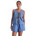 Women's Clothing Summer Fashion Casual Sleeveless Lace Up High Waist Women's Vest Denim Suit Shorts Women_ecoleips.com