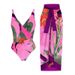 Women's Clothing New Two Piece Swimsuit Cross Cover Belly Print Exposed Backpack Hip Long Skirt Swimsuit Spot_ecoleips.com