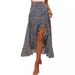 Women's Floral Print Side-Slit Midi Skirt – Flowy & Flirty Spring Wrap Skirt (M-Xxl, Black/Blue/Yellow)_ecoleips.com