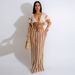 Women's Clothing Source Source Summer New Women's Clothing Sexy V Neck Hollow Striped Knitted Ladies Long Skirt Set_ecoleips.com