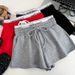 Women's High-Waisted Slimming Faux Two-Piece Set Drawstring Elastic Shorts Casual Sports Pants Hot Summer Style Letter Print_ecoleips.com