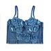 Women's Clothing Hand Beaded Flowers Embellished High End Sexy Camisole Denim Fishbone Corset_ecoleips.com