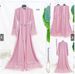 Muslim Two-Piece Set Lace Embroidered Trim Robe Dress Long Sleeve Slim Fit_ecoleips.com