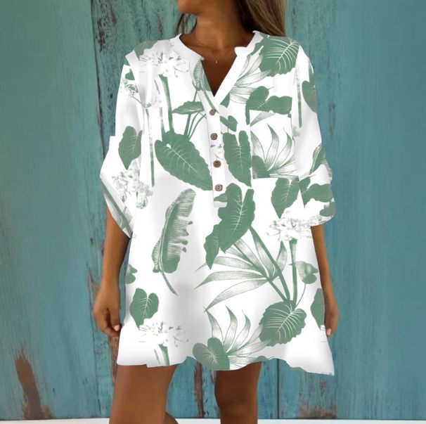 Verve 2025 New Printed V-neck Pullover Shirt Spring Summer Casual Women's Fashion_ecoleips.com