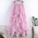 K Sweet Asymmetrical Mesh Skirt, New High-waisted Midi A-line Puffy Fairy Cake Skirt For Women._ecoleips.com
