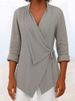 Women's Clothing Spot Spring And Summer Lapel Solid Color Loose Shirt_ecoleips.com