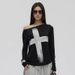 Women's Casual Sexy Hot Girl T-Shirt Off-Shoulder Neck Slim Long Sleeve Cross Print European And American Style Top_ecoleips.com