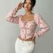 Women's French Style Floral Pullover Shirt Long Sleeved Casual Elegant Fashion Blouse for Autumn Spring Thin Polyester_ecoleips.com