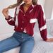 Instagram-style Real Shot Of Spring/summer European And American Style Color-blocked Striped Long-sleeve Shirt With A_ecoleips.com