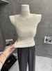 Women's Sleeveless High Neck Knitted Vest Top Sexy Tight Fitting T-Shirt for Layering_ecoleips.com