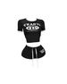 Women’s Clothing New R Fashion Slim Sexy Letter Printing Elastic Sports Style Short Sleeved Lace Up Shorts Suit For Women_ecoleips.com