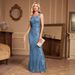Women's Clothing Women's Sleeveless Round Neck Luxury Rose Gold Party Dress Mermaid Shiny Long Plus Size Evening Dress_ecoleips.com