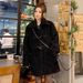 Black Horn Buckle Lamb Plush Coat Women's Autumn And Winter Plush Thick Fur Integrated Medium And Long Style Huge Good-looking Early Winter_ecoleips.com