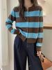 100% Pure Wool Cardigan For Women, Color Block Striped, 2026 Autumn Winter New European High-end Soft Knitted Sweer_ecoleips.com