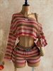 Women's American Style Summer Two Piece Set Asymmetrical Turtleneck Top With Shorts Spring/Autumn Suit_ecoleips.com