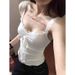 High-quality~Purely Desirable American-style Sweet And Spicy Lace Spliced Bow Strap Slim-fit With Fixed Chest Pads For A_ecoleips.com