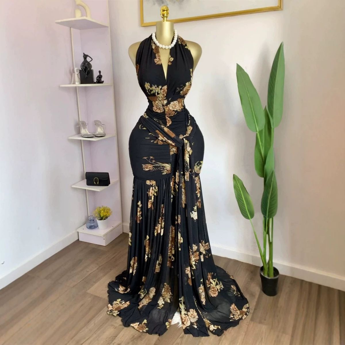 Elegant Sexy Bodycon Dress European American Style Sleeveless Printed Ribbon Detail Banquet Dress Tight Fitting 2026 Cross Border_ecoleips.com