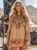 Women's Fringed Beach Dress With Vintage Wilderness-Style Ethnic Print For Summer_ecoleips.com