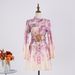 Women's Clothing Single Breasted Long Sleeved Spring And Autumn Positioning Print Dress Short Skirt With Belt_ecoleips.com