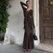 2025 Autumn New Fashion Women's Clothing Hot Selling In Europe And America Ruffled Tie Long Sleeve Waist-Cinching Dress_ecoleips.com
