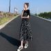 Women's 2025 Summer New Hepburn Style Mid-Length Floral Elegant High Waist Slimming Short Sleeve Long Dress_ecoleips.com