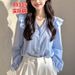 This Year's Popular Beautiful Blouse Has Light Luxury High-end Feel, A French Niche Style, And Is An Exquisite Blue_ecoleips.com