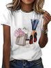 European And American Cross-border Foreign Trade Clothing: High-heeled Shoes, Small Handbag Pattern, Round-neck Printed_ecoleips.com