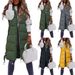 Women's Clothing Long Sleeveless Quilted Vest, Winter Warm Padded Coat, Lightweight Fleece Lining, V-Neck Casual Outerwear For Women (Grey, Black)_ecoleips.com
