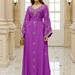 Elegant Embroidered Abaya Dress With Hand-Sewn Crystals – Loose Fit Long Sleeve Maxi Dress For Women, Dubai & Saudi Style_ecoleips.com