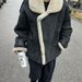 ZYURA Women's Faux Shearling Jacket Winter Coat With Polo Collar - Short Stylish Outerwear In Grey, Brown, Khaki, Black_ecoleips.com