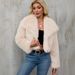 Women’s Faux Fur Collar Jacket – Short Plush Coat With Stand-Up Lapel | Luxe & Warm (S-XXXL)_ecoleips.com