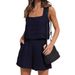 Verve 2024 New Women's 2-Piece Casual Set Square Neck Shorts Sleeveless Top Vest_ecoleips.com