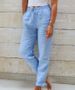 Women's Loose Long Trousers Summer Elastic Waist Solid Color Cotton Linen Wide Leg Pants_ecoleips.com
