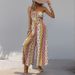 Women's Clothing High Waisted Drawstring Wide Leg Jumpsuit Patchwork Ethnic Style Casual Summer Romper_ecoleips.com