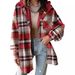 Aria Basics 2025 European And American Style Women's Flannel Plaid Jacket Long Sleeve Autumn Button Color Block Hooded Coat_ecoleips.com