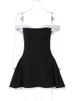 Mozision Off-shoulder Strapless Sexy Mini Dress Women Fashion Patchwork Sleeveless Backless High Waist A-line Club Party Dress_ecoleips.com