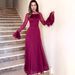 Women's Clothing Autumn Style Women's Tie Waist Ruffled Fitted Dress Gentle Breeze And Snow Flowy Fabric_ecoleips.com
